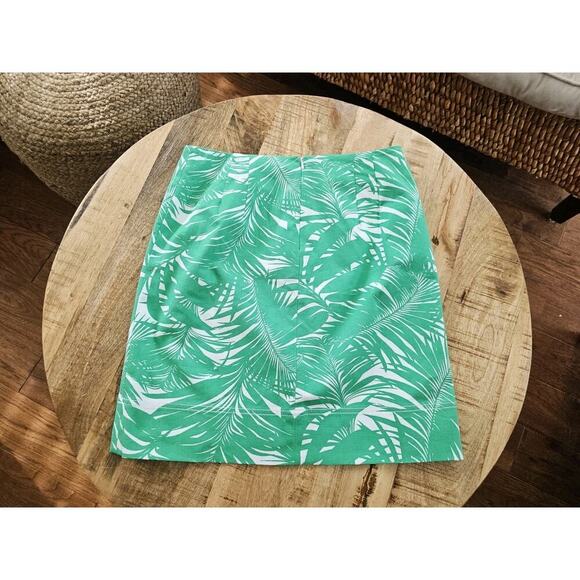 Talbots Palm Tree Leaf Green/White Tropical Print Skirt Women's Size 6P NWOT - Picture 9 of 9